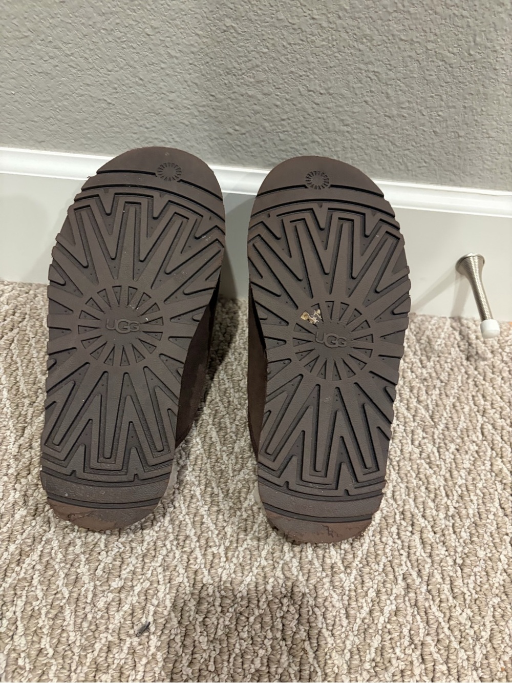 UGG Brown Suede Shearling-Lined Slip-On Slippers - Picture 3 of 4